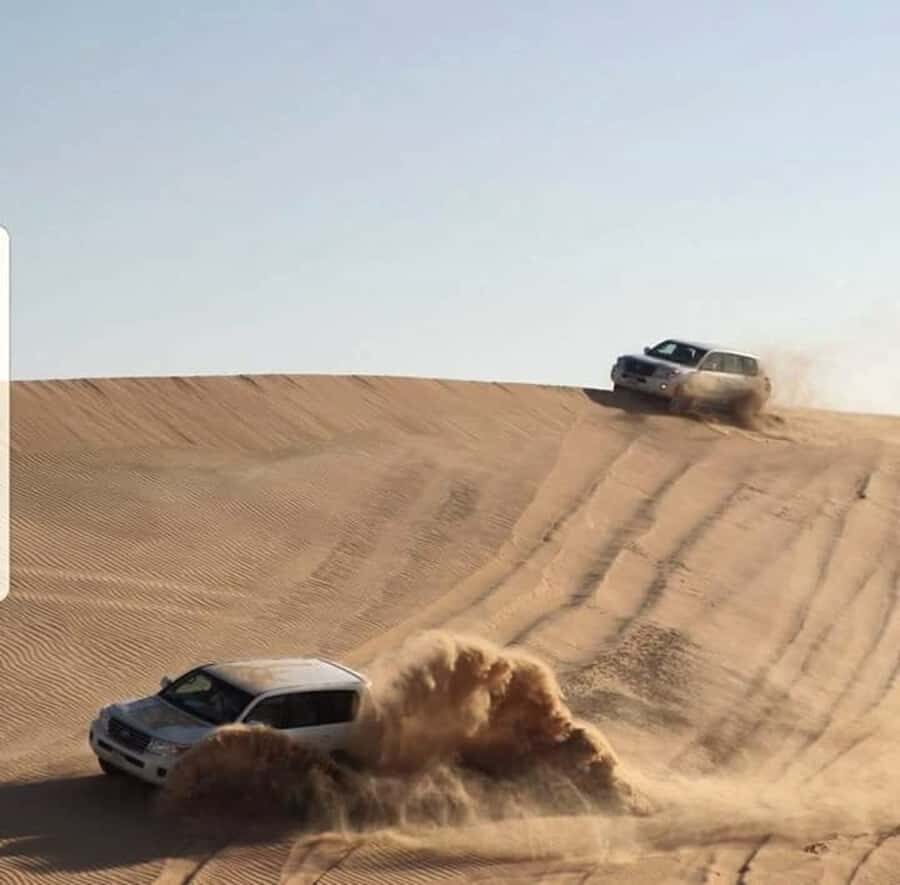 Doha: Desert Safari Dune Bashing, Sandboarding, & Camel Ride - Dune bashing in a 4x4: safe thrills, real motion, real photos