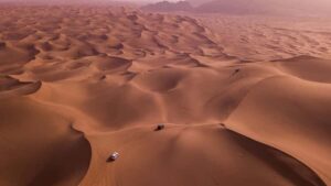 Doha: Dune Bashing Safari, Falcon, Camel, ATV, Sandboarding - Sealine stop: tire deflation, Bedouin tents, camels, and falcons