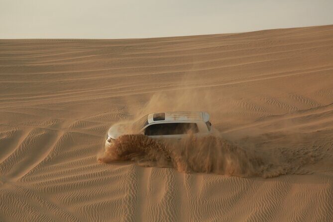 Doha: Half Day Desert Safari with Camel Ride and Inland Sea Tour - Dune bashing and sandboarding at Sealine: the action block