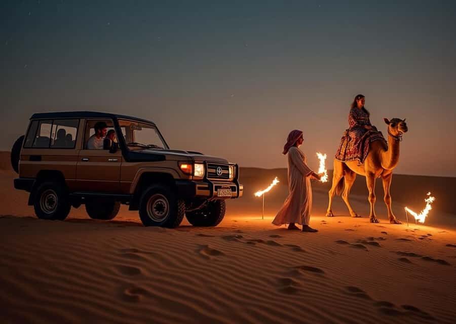 Doha: Nighttime Desert Safari with Dune Bashing & Camel Ride - Doha Pickup, Then Straight Into the Night Desert