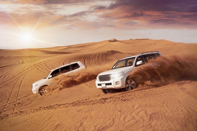 Doha Sharing Desert Safari with Dune Bashing and Sand Boarding - Pickup to Sealine Beach: Tire-Prep, Tea, and Falcon Photo Time