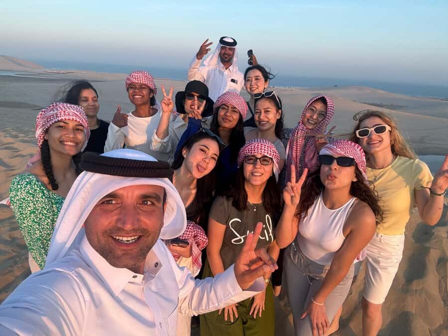Doha: Sunset Safari, Dune Bashing, Sandboarding & Camel Ride - Inland Sea Beach time: camel camp, sightseeing, and breathing room