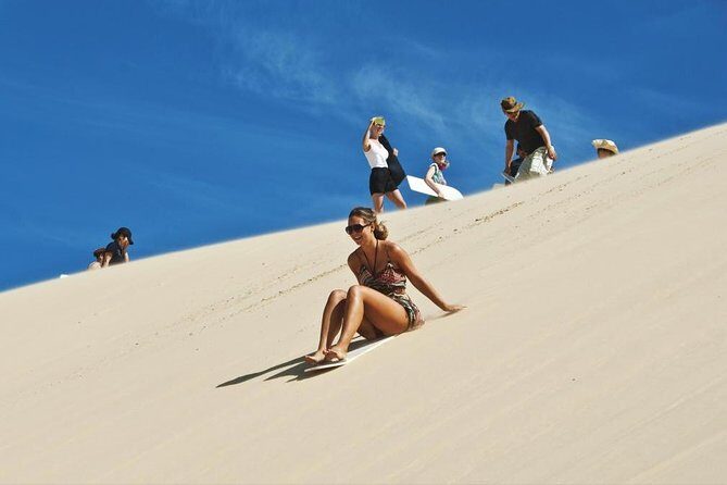 Sharing or Private Safari, Sand Boarding, Camel Ride, inland Sea Quick swim - Sealine Beach: Camel Ride, Dune Bashing, Sandboarding, and a Fast Gulf Swim
