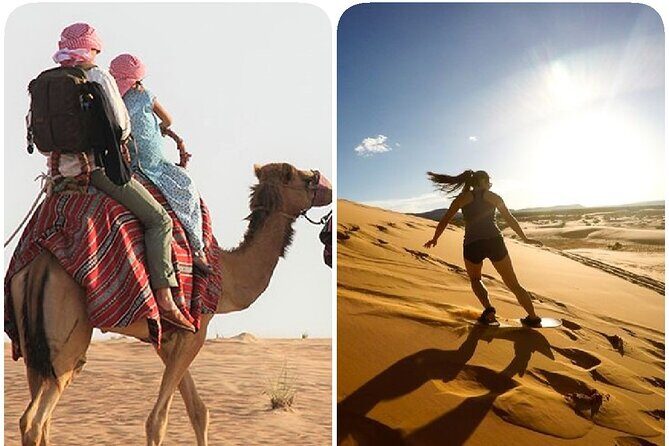 Sharing or Private Safari, Sand Boarding, Camel Ride, inland Sea Quick swim - Pickup, Mobile Ticket, and the 4x4 Reality