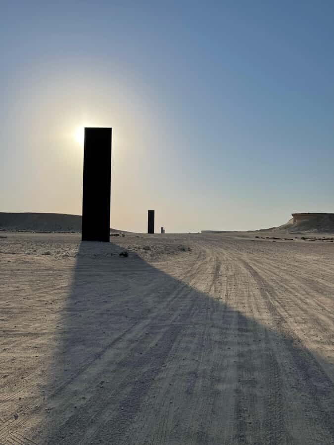 West Qatar tour to Richard Sierra sculpture,Umbrella Rock - West meets East: Richard Serra’s four steel plates in open desert